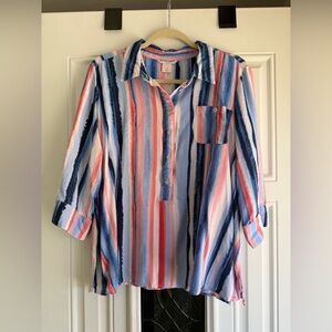 Allison Daley Multicolor Striped Blouse